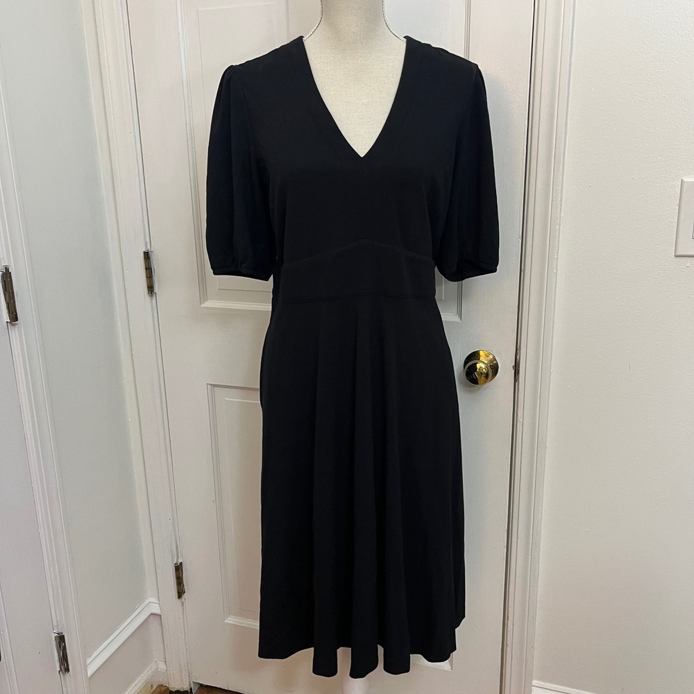 Boden Black Ponte Midi Dress 16/18R Pockets Classic Evening Capsule Career LBD